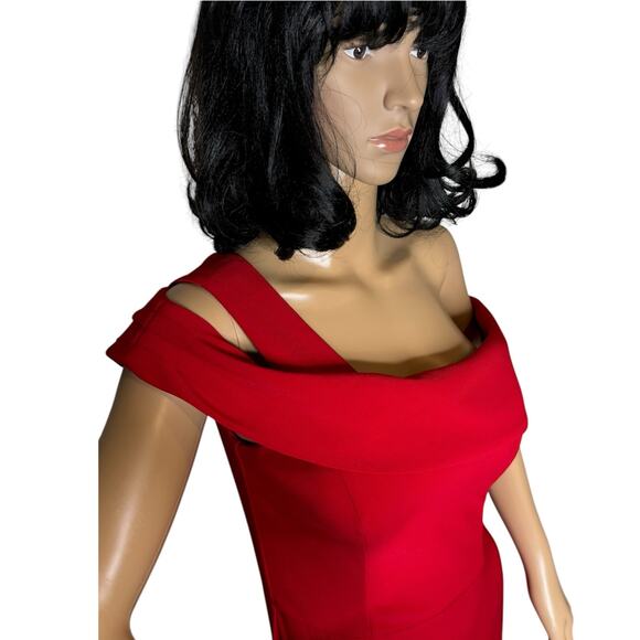 Agua Dresses Red One-Shoulder Off-Shoulder Maxi Formal Gown Slit –size 8 - Picture 6 of 17